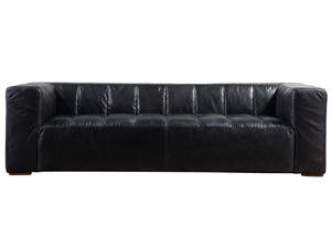 Black Vintage Leather Couch Sofa 