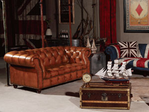 brown Vintage Leather Chesterfield Sofa