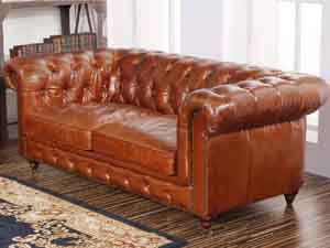 Chesterfield 2S Vintage Leather Button Back Sofa 