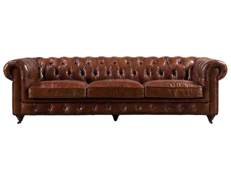 Chesterfield 3S Vintage Leather Button Back Sofa 