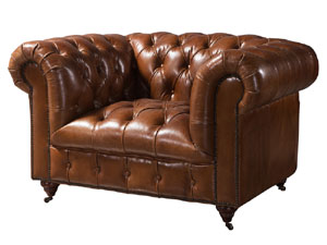 Chesterfield Tan Leather Sofa Chair