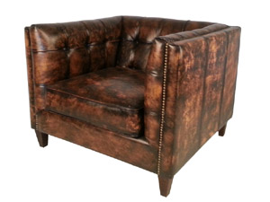 Collins Leather Sofa Chair With Nailheads