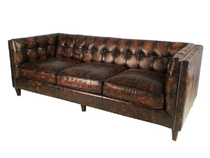 Collins Leather Sofa Set With Nailheads