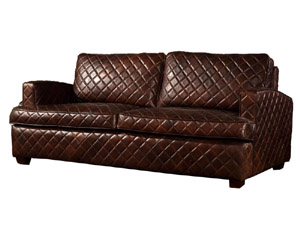 Diamond Back Vintage Leather Sofa Set 