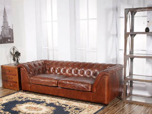Full Grain Distressed Leather Sofa