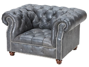 Gray Vintage Leather Chesterfield Chair