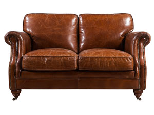 Riveted Antique Leather Sofa 2S