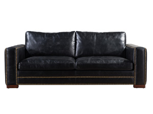 Riveted Tailored Lines Antique Leather Sofa Set 