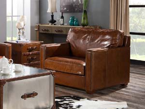 Riveted Vintage Leather Retro Sofa Chair