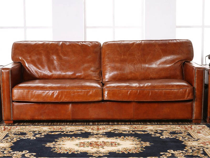 Riveted Vintage Leather Retro Sofa 