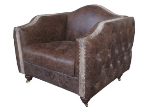 Tufted Arm Antique Leather Sofa Chair