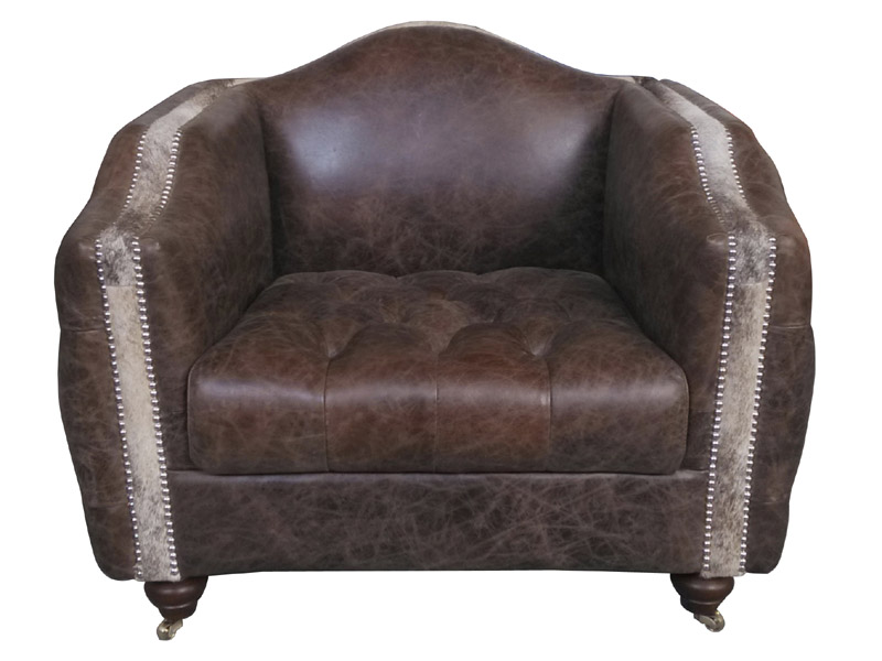 Tufted Arm Antique Leather Sofa Chair