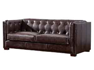 Tufted Back Antique Leather Sofa 3S