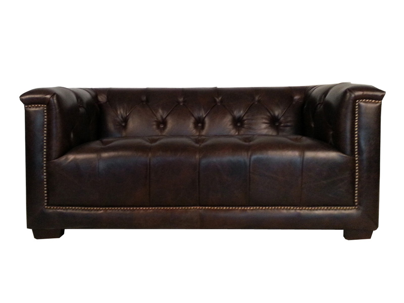 Tufted Back Antique Leather Sofa Set