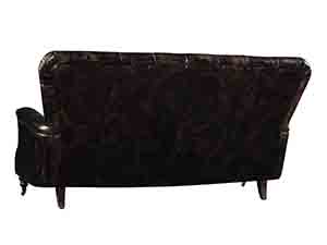 Tufted Back Black Vintage Leather Sofa Set