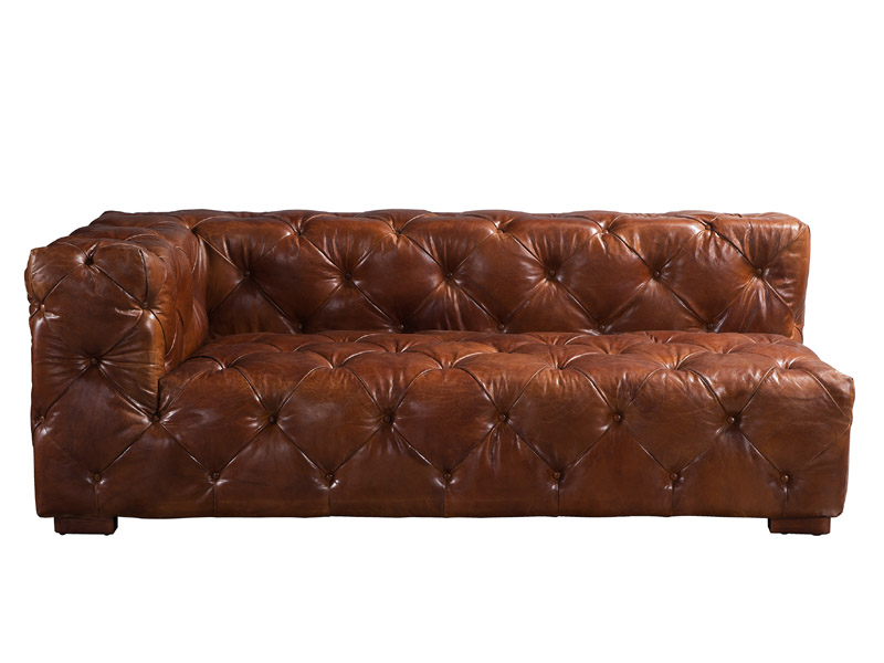 Tufted Vintage Leather Corner Sectional Sofa