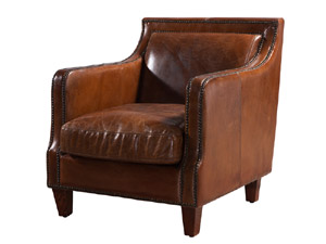 Vintage Handmade Brown Leather Sofa Chair