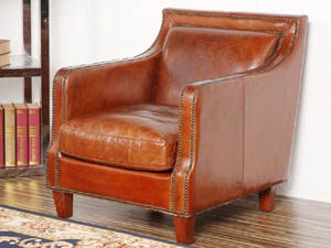 Vintage Handmade Brown Leather Sofa Chair