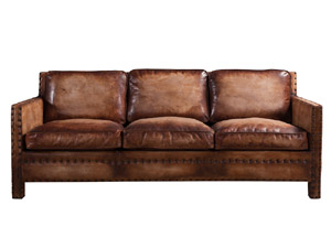 Vintage Leather 3S Sofa with Rivets