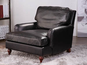 Vintage Leather Chaise Sofa 
