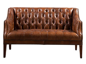 Vintage Leather Chesterfield Loveseat Sofa