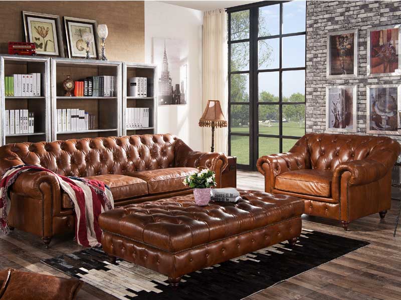 Vintage Leather Chesterfield Sofa Chair 