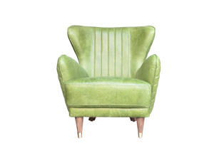 Green High Back Leather Sofa Chair Vintage Leather/Pu With Armrest