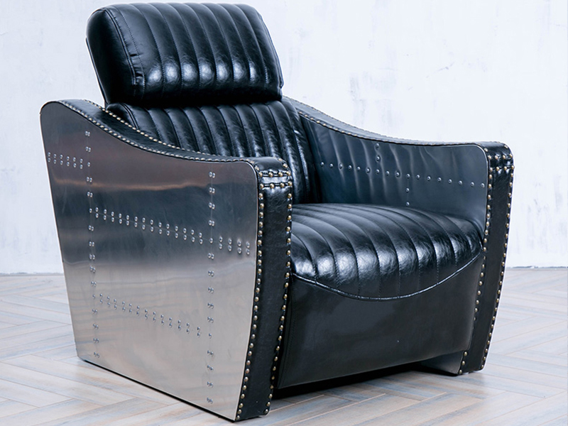 Black Aluminium Leather Sofa