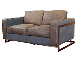 Luxury Vintage Leather Sofa with Fabric Cover Back