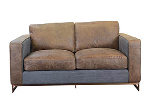 Luxury Vintage Leather Sofa with Fabric Cover Back