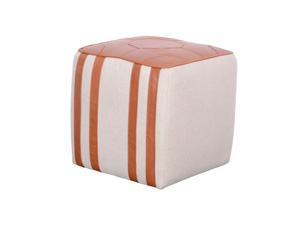 Genuine Leather And Fabric Square Ottoman Soft High Quality
