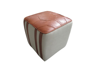 Genuine Leather And Fabric Square Ottoman Soft High Quality 
