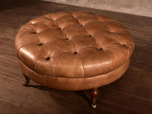 Button Top Vintage Leather Coffee Table