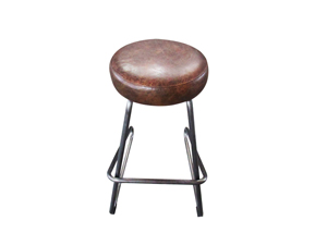 Bar Chair With Creative Metal Frame And Brown Retro Seat