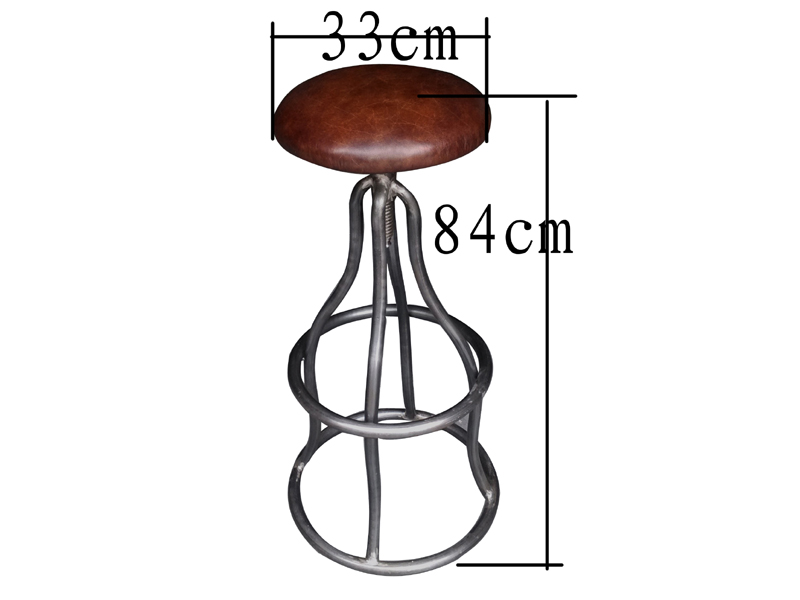 Rustic Base Swivel Bar Stool in Vintage Leather