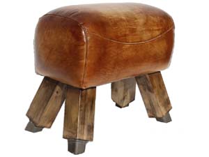 Rustic Style Vintage Leather Gym Leather Horse Stool