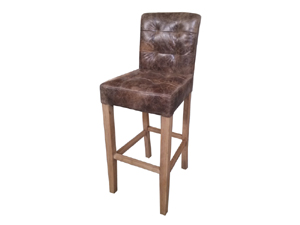 Tufted Back High Stool in Vintage Leather