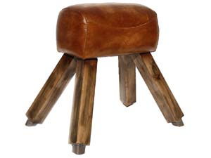 Vaulting Horse Vintage Brown Leather Buffet Foot Stool