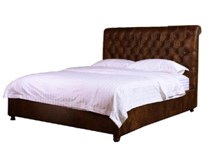 Vintage Leather Tufted Back Bed