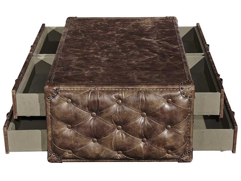 Antique Leather Coffee Table