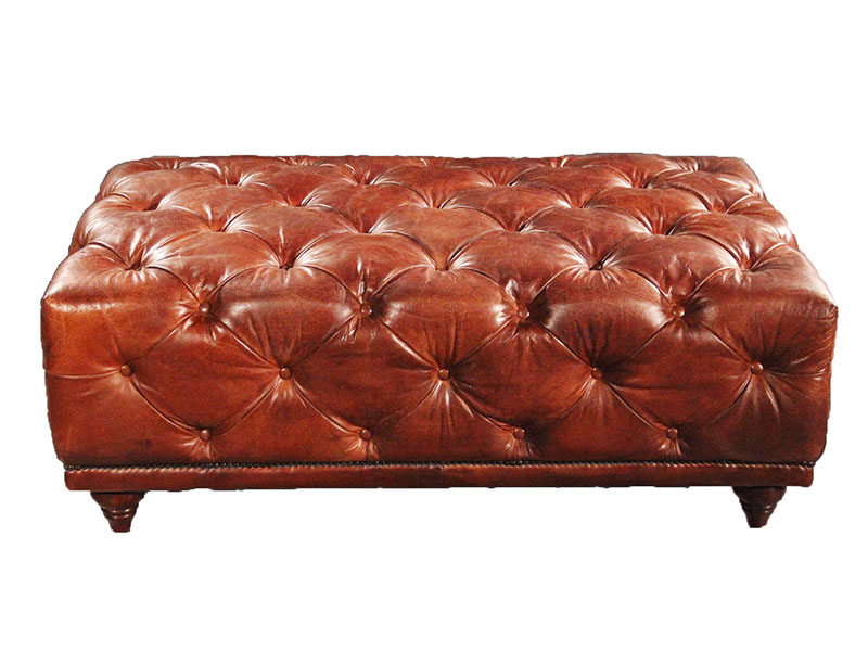 Antique Leather Tufted Coffee Table