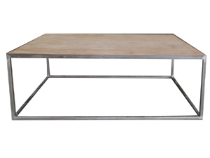 Crafted Iron Frame and Solid Wood Coffee Table