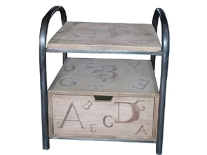 Industrial Solid Wood Side Table