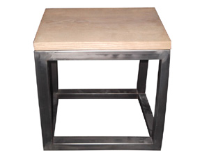 Solid Wood Rustic Metal Frame Industrial Coffee Table Set