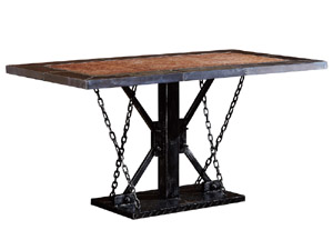 Rustic Style Vintage Leather Top Aviator Dinning Table For Restaurant