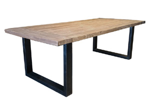 Wood Top Rustic Metal Base Dining Table