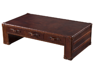  Antique Leather Aviator Coffee Table