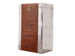 Aluminium and Vintage Leather Cabinet