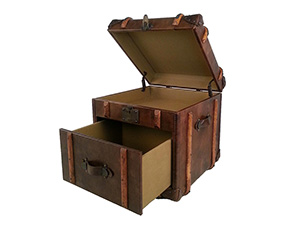 Grain Leather Side Trunk With Drawer