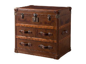 Antique Leather Chest with Drawers